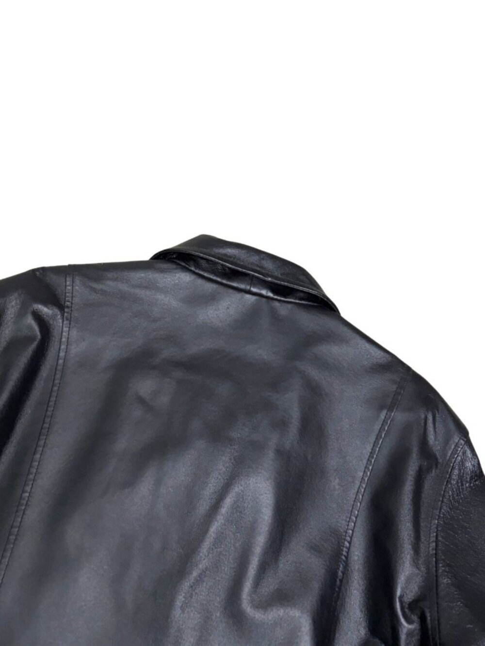 MILAN LEATHER Coat Vintage Y2K Business Casual Black Jacket Mens XL - Picture 6 of 7